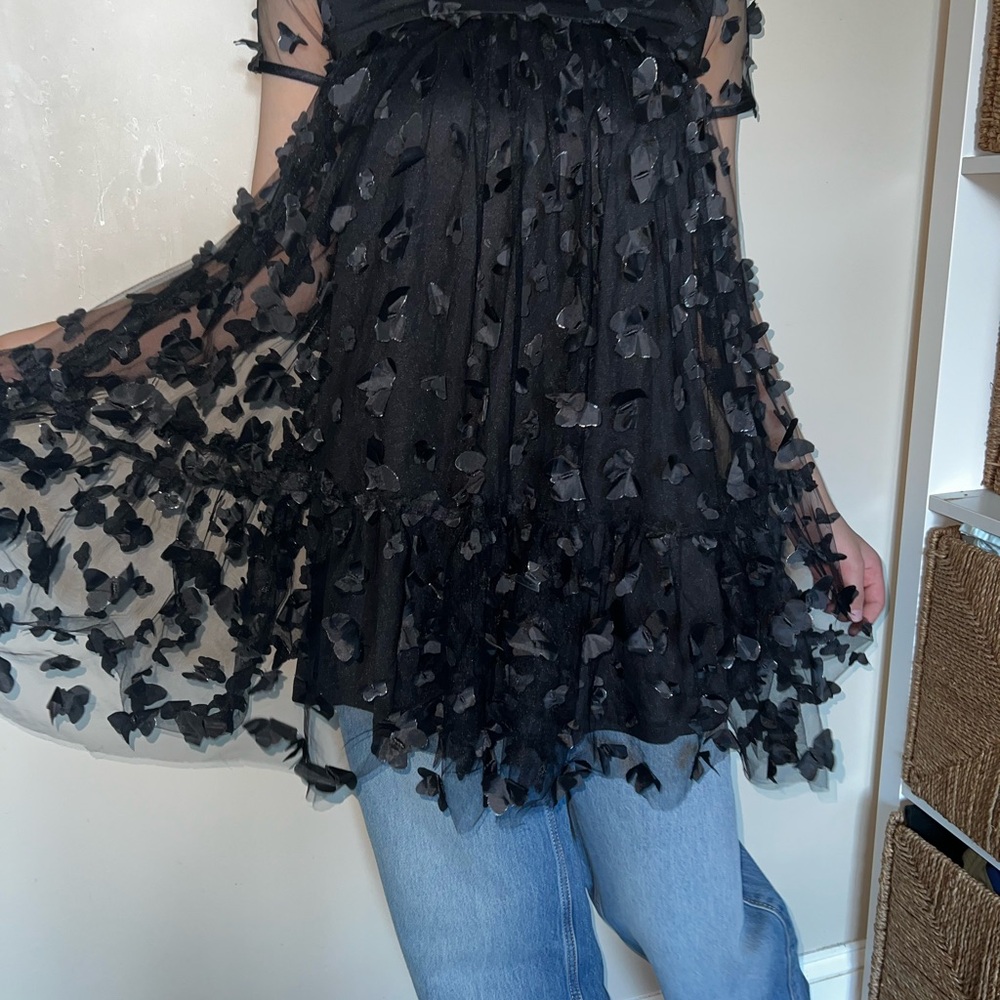 Bardot Black Sheer Floral Blouse